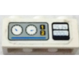 LEGO White Brick 1 x 3 with Two Gauges and '0534' and '0000' Sticker (3622)