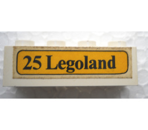 LEGO Bianco Mattoncino 1 x 4 con "25 Legoland" in Giallo Scatola Adesivo (3010 / 6146)