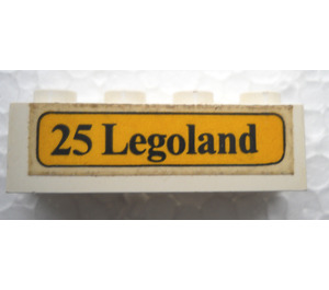 LEGO Wit Steen 1 x 4 met "25 Legoland" in Geel Doos Sticker (3010 / 6146)
