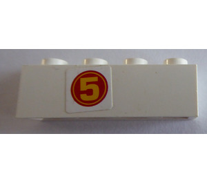 LEGO Blanc Brique 1 x 4 avec "5" Autocollant (3010)