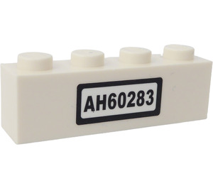 LEGO Weiß Backstein 1 x 4 mit 'AH60283' Aufkleber (3010)