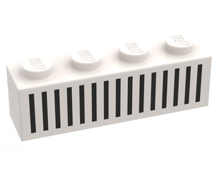 LEGO Blanco Ladrillo 1 x 4 con Negro 15 Bars Rejilla (3010)