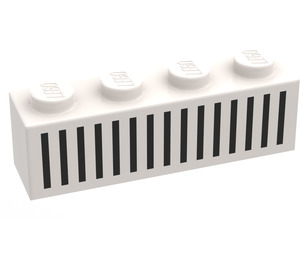 LEGO White Brick 1 x 4 with Black 15 Bars Grille (3010)