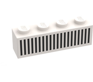 LEGO hvid Klods 1 x 4 med Sort 20 Bars Grille (3010)