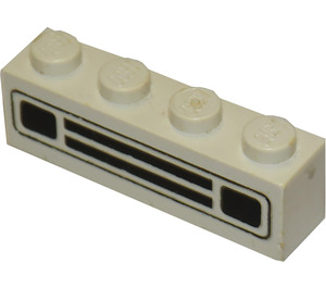 LEGO White Brick 1 x 4 with Black Car Grille and Headlights with Embossing (3010)