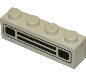 LEGO Wit Steen 1 x 4 met Zwart Auto Rooster en Headlights met reliëfdruk (3010)