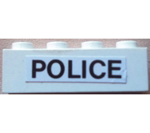LEGO White Brick 1 x 4 with Black 'POLICE' on White Background Sticker (3010)