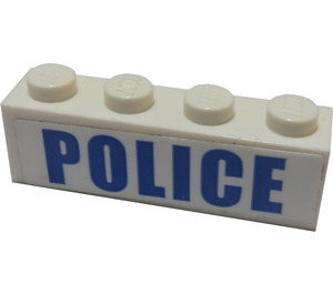 LEGO White Brick 1 x 4 with Blue 'POLICE' Sticker (3010)