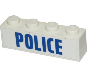 LEGO White Brick 1 x 4 with Blue "POLICE" Sticker (3010)