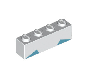 LEGO White Brick 1 x 4 with Blue Sections (3010 / 39091)