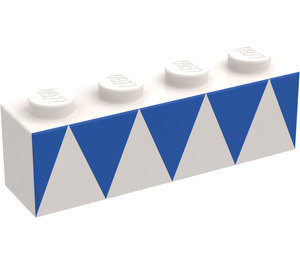 LEGO Blanco Ladrillo 1 x 4 con Azul Triángulos (3010)