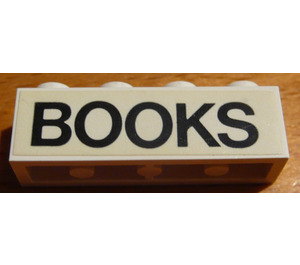 LEGO Wit Steen 1 x 4 met "Books" Sticker (3010 / 6146)