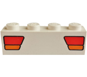 LEGO White Brick 1 x 4 with Car Taillights (3010)