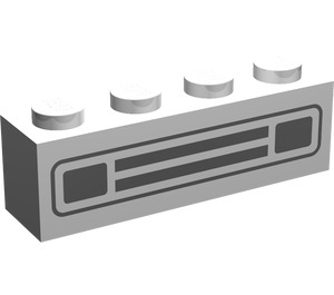 LEGO blanc Brique 1 x 4 avec Chrome Argent Auto Grille et Headlights (Imprimé) (3010 / 6146)