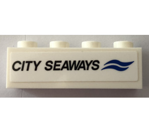 LEGO Wit Steen 1 x 4 met "CITY SEAWAYS" Sticker (3010)