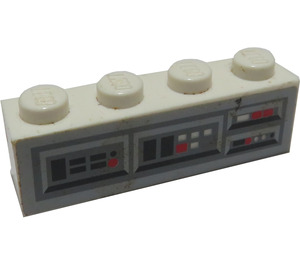 LEGO White Brick 1 x 4 with Control Panel 6211 Sticker (3010)