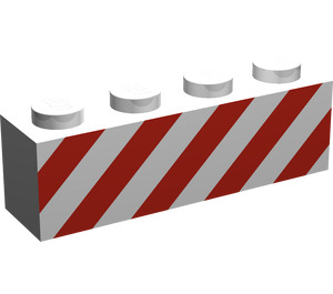 LEGO White Brick 1 x 4 with Danger Stripes with White Background (3010)
