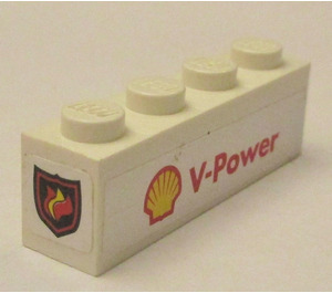 LEGO White Brick 1 x 4 with Fire Logo and 'V-Power' Sticker (3010)