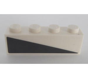 LEGO White Brick 1 x 4 with Gray Triangle - Right Sticker (3010)