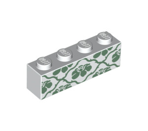 LEGO White Brick 1 x 4 with Green flowers (3010 / 26395)