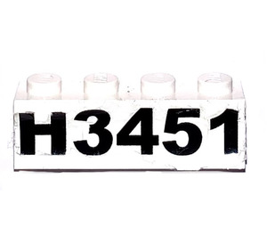 LEGO White Brick 1 x 4 with 'H3451' Sticker (3010)