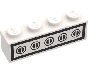 LEGO Valkoinen Palikka 1 x 4 jossa Homemaker Stove Switch (3010)