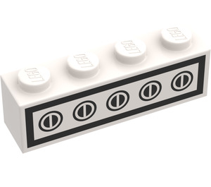 LEGO White Brick 1 x 4 with Homemaker Stove Switch (3010)