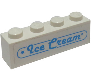 LEGO White Brick 1 x 4 with ‘Ice Cream’, 2 Small Stars and Outline Sticker (3010)