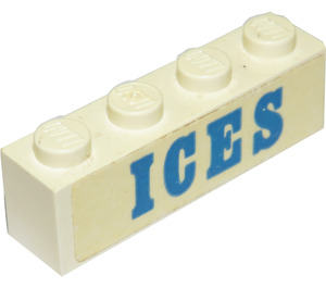 LEGO Weiß Backstein 1 x 4 mit "ICES" Aufkleber from Set 1589-1 (3010)