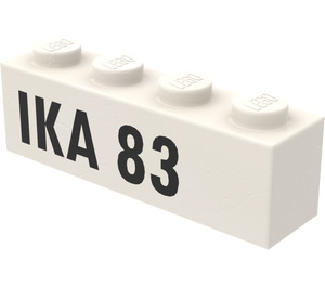 LEGO Weiß Backstein 1 x 4 mit "IKA 83" (3010)