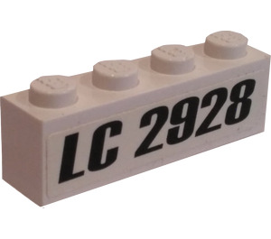 LEGO White Brick 1 x 4 with LC 2928 Plane Registration Sticker (3010)