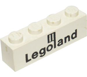 LEGO Wit Steen 1 x 4 met Legoland-logo Zwart (3010)