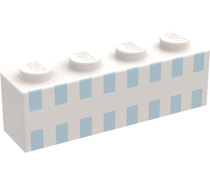 LEGO White Brick 1 x 4 with Light Blue Squares (3010)