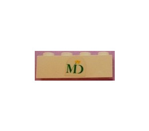 LEGO Weiß Backstein 1 x 4 mit MD Foods Logo Aufkleber (3010)