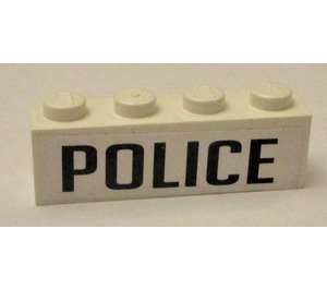 LEGO blanc Brique 1 x 4 avec 'Police' Autocollant (3010)