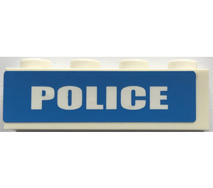 LEGO blanc Brique 1 x 4 avec "Police" Autocollant (3010)