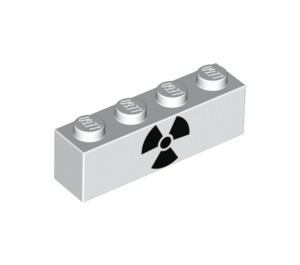LEGO blanc Brique 1 x 4 avec Radioactive Warning (3010 / 39087)