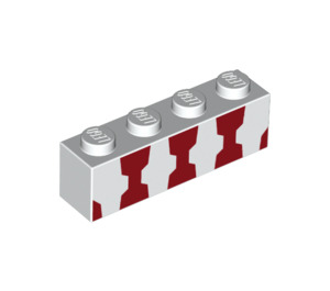 LEGO blanc Brique 1 x 4 avec rouge Verre shaped Rayures (3010 / 33603)