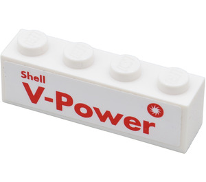 LEGO White Brick 1 x 4 with 'Shell V-Power' Sticker (3010)