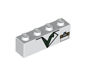 LEGO White Brick 1 x 4 with Shirt Collar (3010 / 39086)