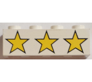 LEGO White Brick 1 x 4 with Three Yellow Stars (3010 / 82349)