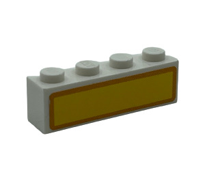 LEGO White Brick 1 x 4 with Yellow Rectangle Sticker (3010)