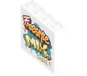 LEGO blanc Brique 1 x 4 x 3 avec ‘Freestyle MIX’ (De Affronter) et Pigsy’s Noodle Restaurant Photo (Retour) Autocollant (49311)