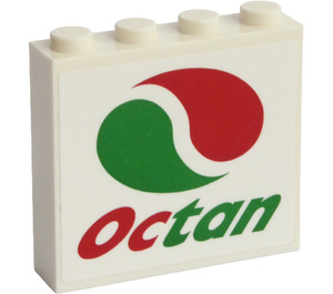 LEGO Bílá Kostka 1 x 4 x 3 s logo Octan Samolepka (49311)