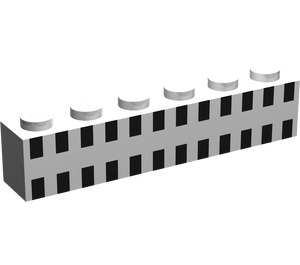 LEGO White Brick 1 x 6 with 2 Lines of Black Ferry Squares (3009)