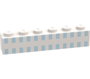 LEGO White Brick 1 x 6 with 24 Light Blue Squares (3009)