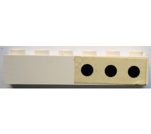 LEGO White Brick 1 x 6 with 3 black porthole dots (right) Sticker (3009)