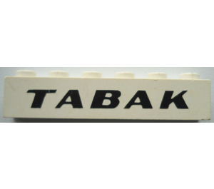 LEGO White Brick 1 x 6 with black italian bold 'TABAK' (3009)