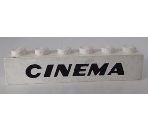 LEGO Blanc Brique 1 x 6 avec "CINEMA" (3009)