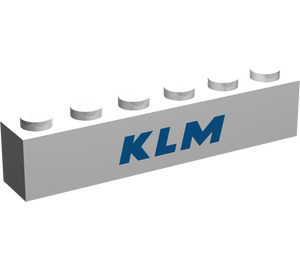 LEGO White Brick 1 x 6 with "KLM" (3009)